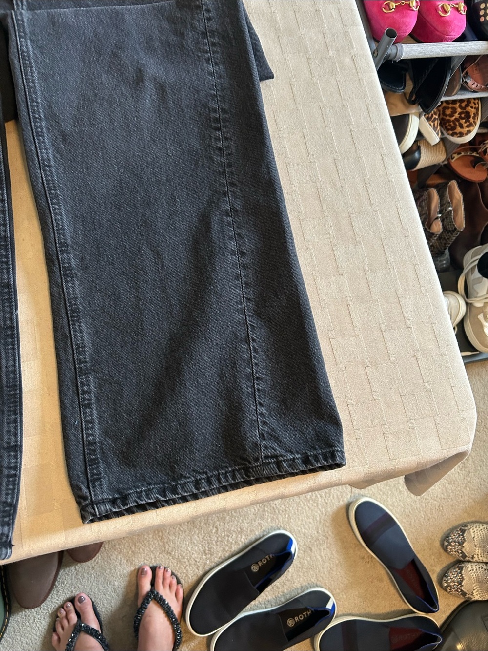 Free People We The Free Wide Leg Twisted Seam Panel Jean in Washed Black - Picture 4 of 13